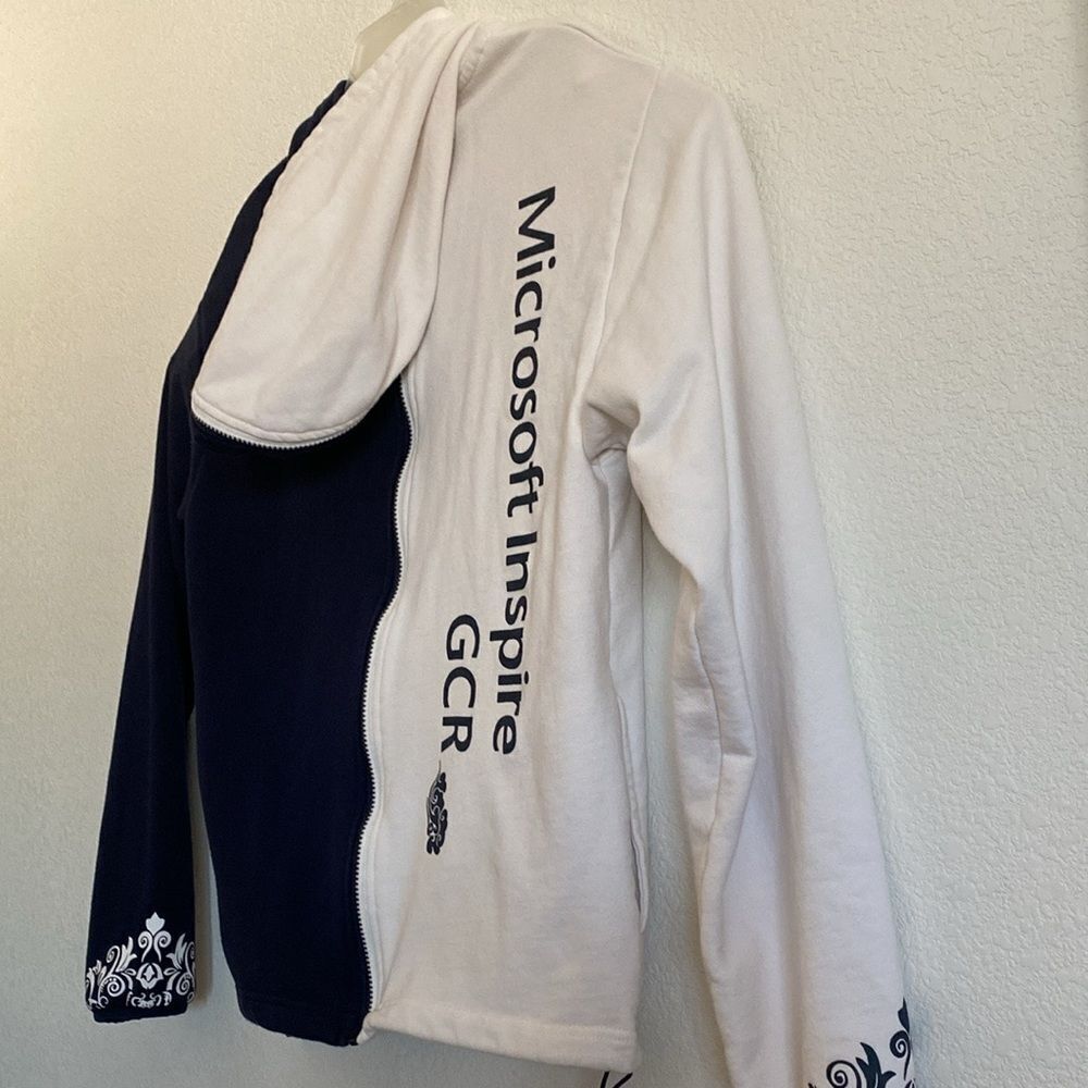 MICROSOFT Yin Yang FullZip Navy/White Sweatshirt Hoodie Size M - Picture 7 of 10